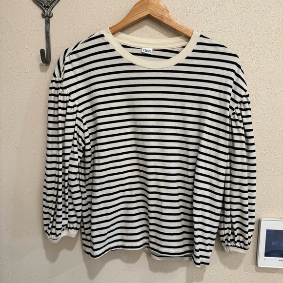 Clare V. Dropped Shoulder Striped Shirt - Picture 3 of 10